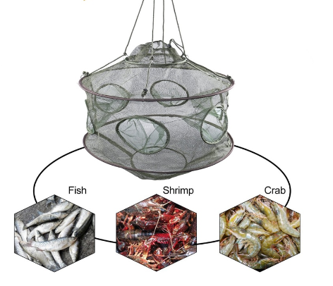 Sougayilang Top Quality Folding Fishing Net Dip Fish Net Lobster Crab Fish Trap Cages Outdoor Fishing Tackle