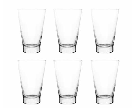 UNION GLASS Clear Glass Highball Water, Juice, Soda, Liquor Glass 438ml | 15oz [Set of 6]