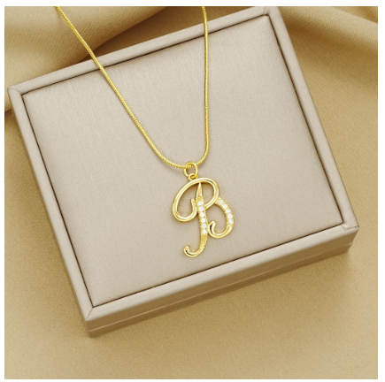 18K Gold Letter Pendant Necklace Retro Snake Chain Choker Diamond Couple Necklaces Jewelry Accessories Gift B