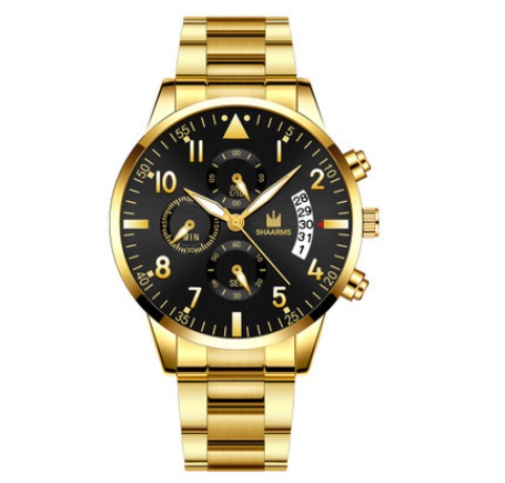 SHAARMS Stainless Steel Quartz Watch Date Calendar Men Business Watches M8
