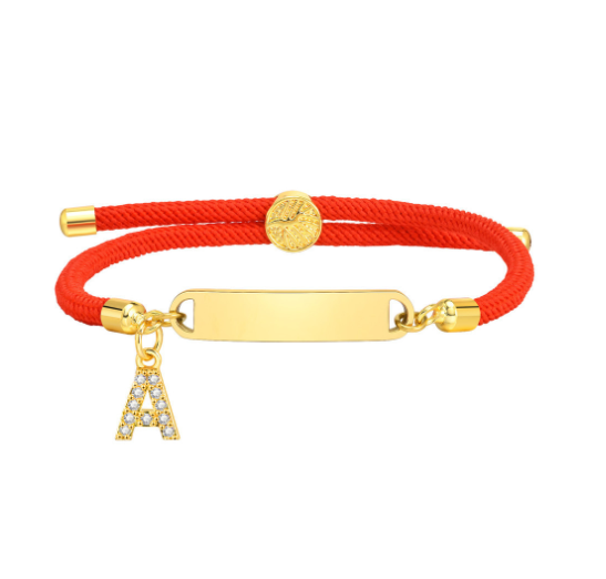 Vnox Custom Initial Letter Name Baby Bracelet Personalized Newborn Child Birth Gift Red Thread Rope Bracelet Adjustable Handchain A