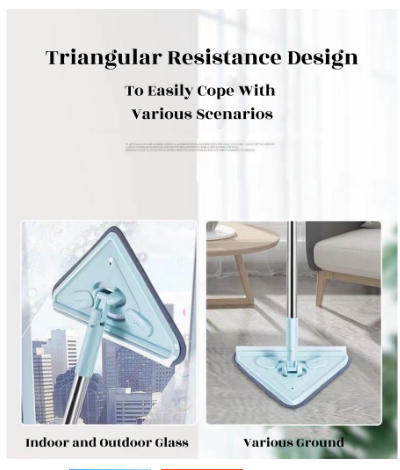 Adjustable Triangle Cleaning Mop Multifunctional Microfiber Triangular Mop 1912Mu