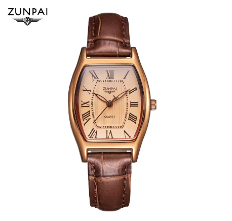 Zunpai Watch For Woman Original Waterproof Leather Strap Fashion Trend Elegant Girls Women Square Watch BROWN ROSEGOLD