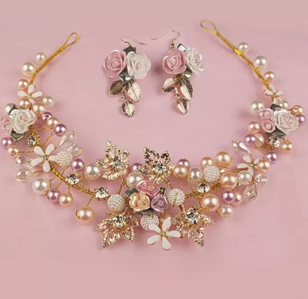 Bridal Headband Pearl Flower Crystal Rhinestone Wedding Clip Hair Band