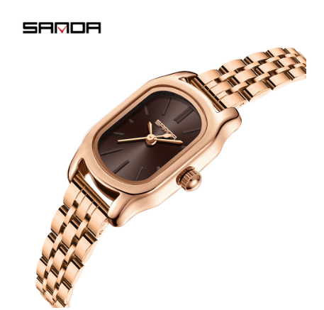 Sanda Ladies Business Temperament Watch Girl Casual Charm Watch Cool Waterproof Tall Fashion Watch Fashion Pioneer Quartz Watch STEEL STRAP RED