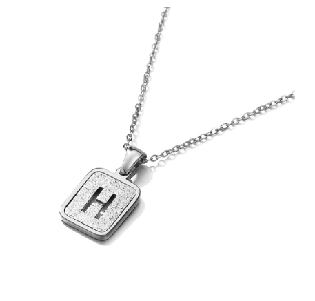 St. Kunkka 316L Stainless Steel Hollow A-Z Letter Pendant Necklace for Gift and Birthday Gift  H