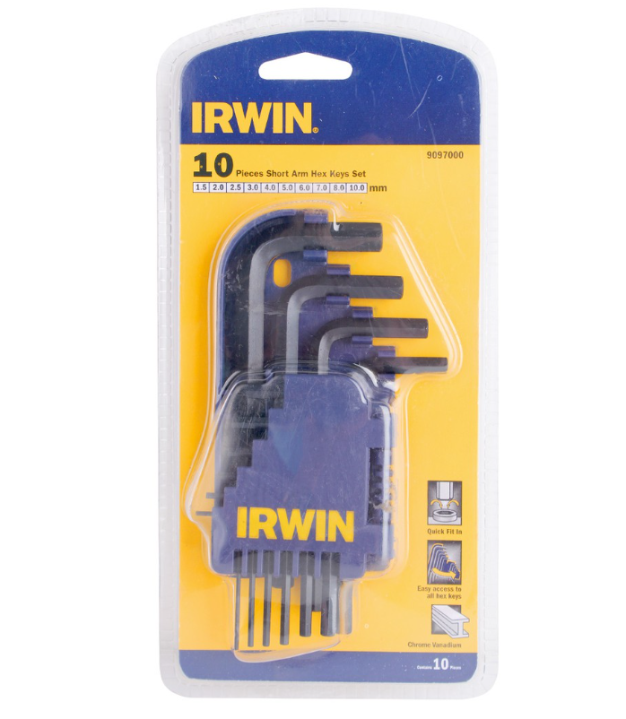 Irwin Hex Allen Key Set Short 10pcs MM