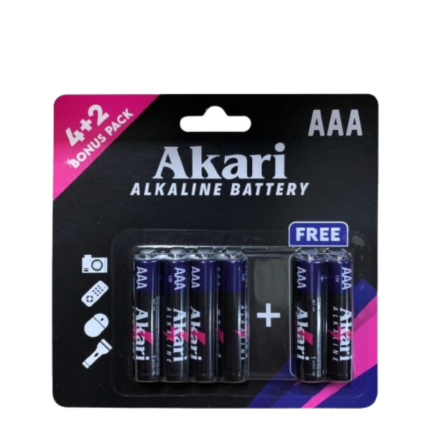 Akari ABT-3A Alkaline Battery, AAA LR03 1.5V - 4+2 in a pack