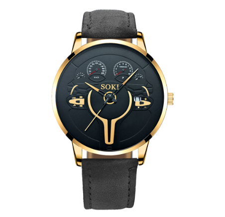 Men's calendar sports watch quartz watch Fashion Pu leather strap student watch 005