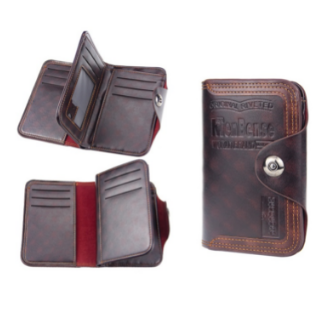 Wallet For Men PU Leather Men Wallet Trifold Card Short Vertical Multi Function Money Bag