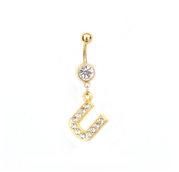 Body Piercing Drop Dangle Belly Button Rings Navel 26 Letter Ring Jewelry Sexy U