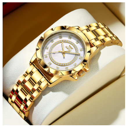 OPK Watch For Women WaterProof Original Stainless Steel With Box Fashion Luminous Quartz Ladies Watch WHITE DIAL GOLD STRAP
